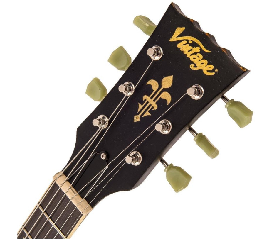 Guitarra eléctrica VINTAGE LP V100 Distressed, Black Over Sunburst