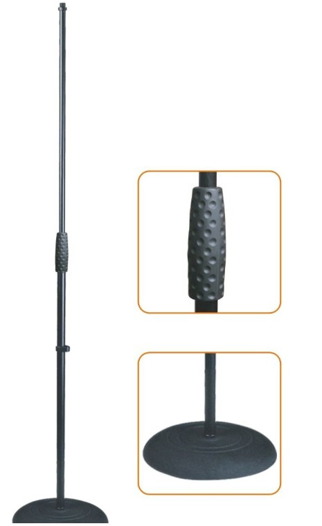 Pied de microphone droit EK avec base ronde en fonte MS025