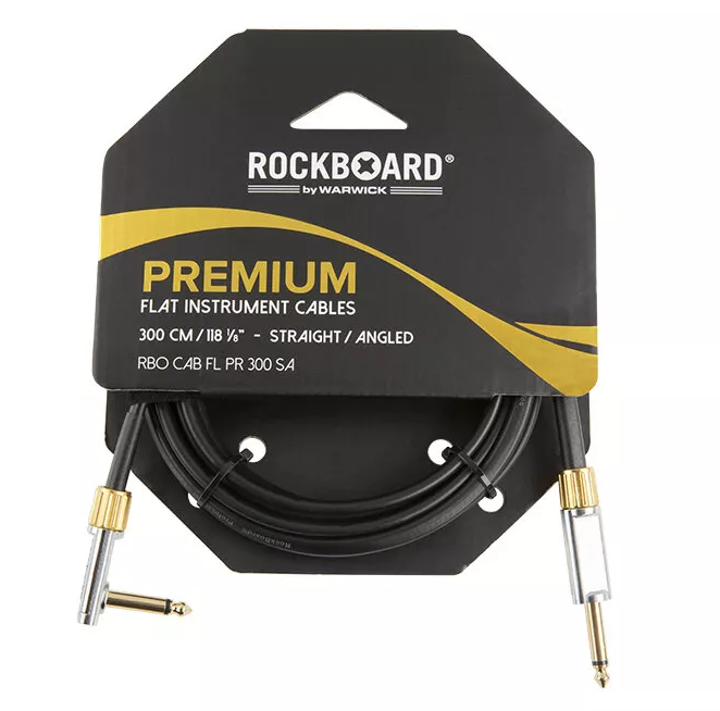 Câble d'instrument ROCKBOARD - 3m Premium droit/coude noire RBO CAB FL PR 300 SA