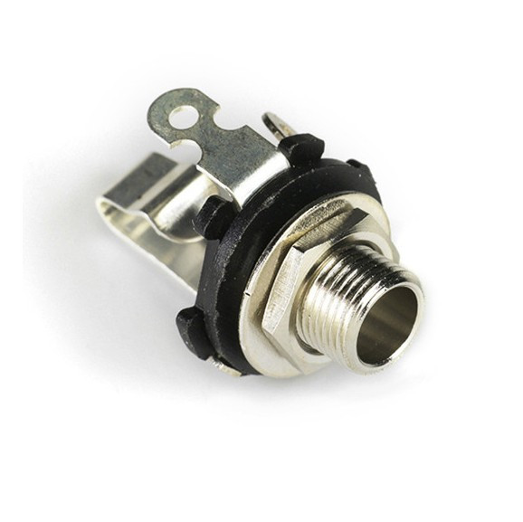 EMBASE JACK MONO 6.35mm FILETAGE MÉTRIQUE NICKEL
