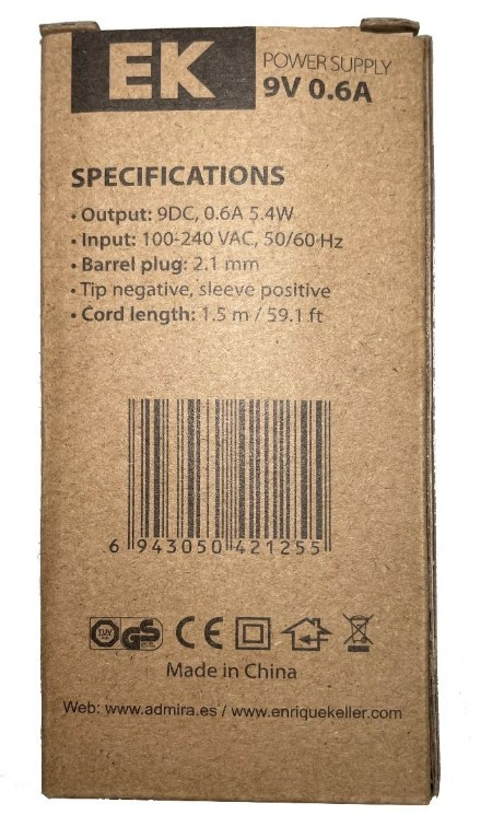 EK AUDIO 9V 2Amp DC9V2A