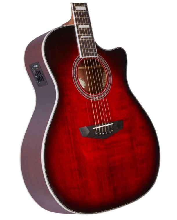 Guitarra electroacústica D'ANGELICO Premier Gramercy Trans Black Cherry