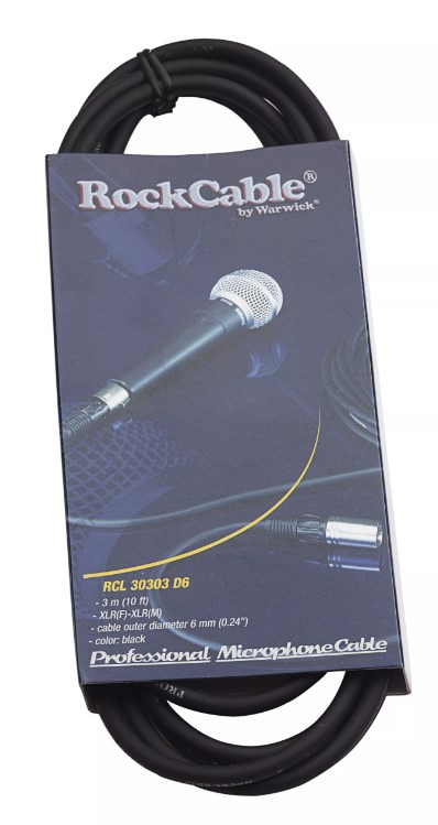 Cable Micrófono ROCKCABLE - 3m, RCL30303 D6 Black