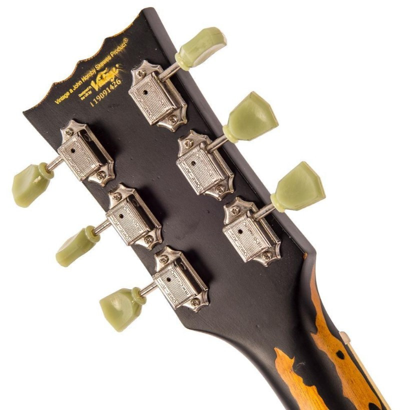 Guitarra eléctrica VINTAGE LP V100 Distressed, Black Over Sunburst