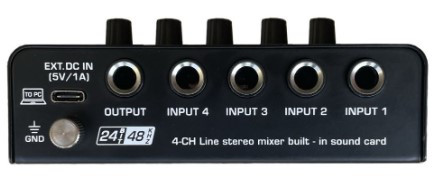 Mezclador EK AUDIO KAM4T de 4 Canales Estéreo - Bluetooth/USB