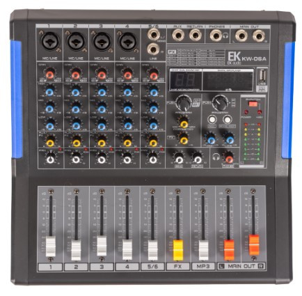 Mesa de Mezclas EK AUDIO KW06A Amplificada 300w con efectos