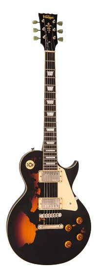 Guitarra eléctrica VINTAGE LP V100 Distressed, Black Over Sunburst