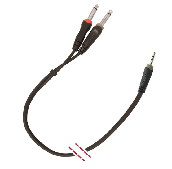 Cable MARK Minijack TRS 3.5 mm mascle - 2 Jack TS 1/4'' mascle 1,5 metres