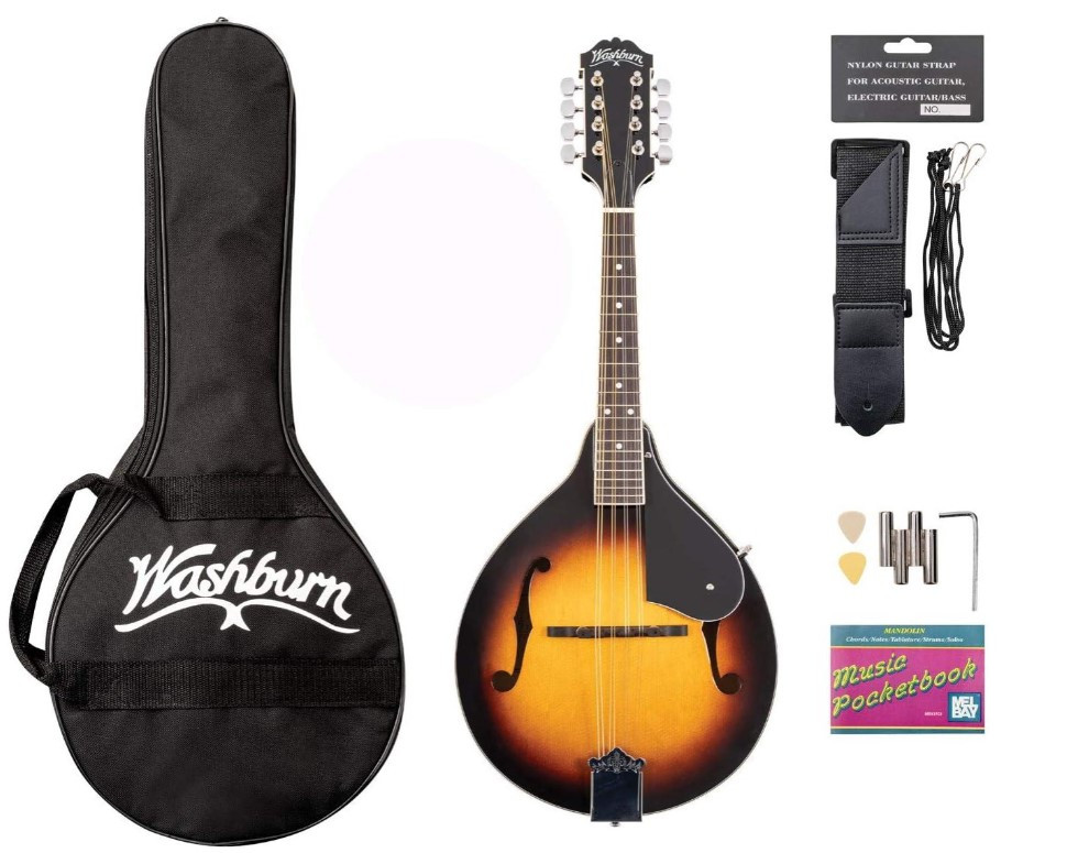Mandoline WASHBURN M1 Pack avec étui, Sunburst