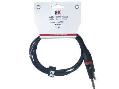 Câble EK AUDIO USB-C, 2 prises jack mâles mono, 1,8 m