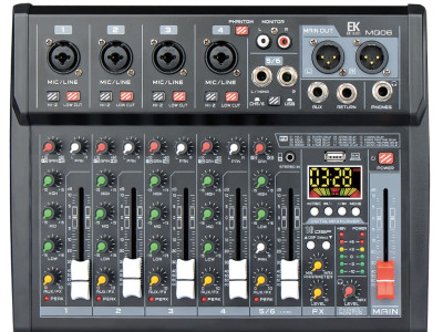Mesa de Mezclas EK AUDIO MQ06 6 canales / efectos