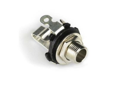 EMBASE JACK MONO 6.35mm FILETAGE MÉTRIQUE NICKEL