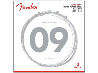 Cuerdas guitarra elétrica FENDER Super 250's 09-42 NÍQUEL LIGHT 3uds