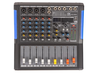 Mesa de Mezclas EK AUDIO KW06A Amplificada 300w con efectos